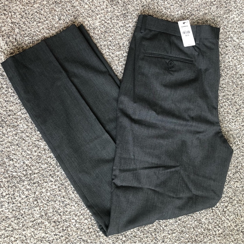 Men's Relaxed Charcoal Gray Stretch Suit Pant 32x32